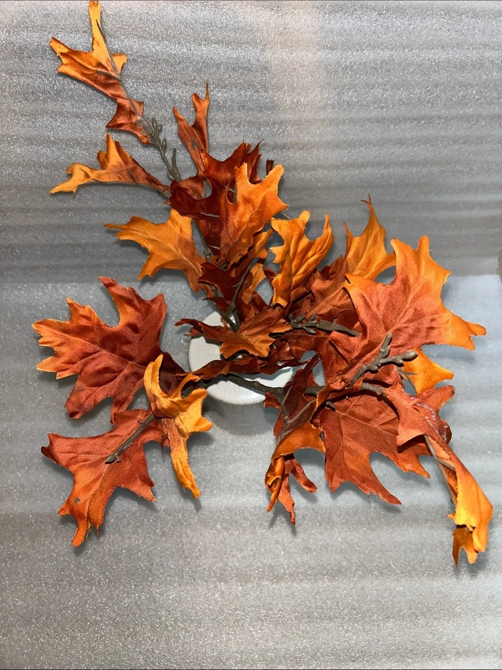 Threshold 20.5” H -Orange Faux Oak Leaf Arrangement in White Ceramic Vase -